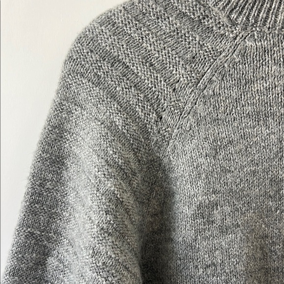 ZARA / Grey Mock Neck Raglan Ribbed Sleeve Sweater - S - Picture 5 of 10